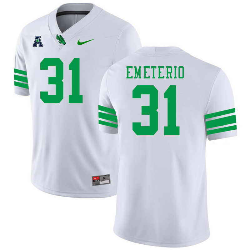 #31 Hudson Emeterio North Texas Mean Green College Football Jerseys Stitched-White